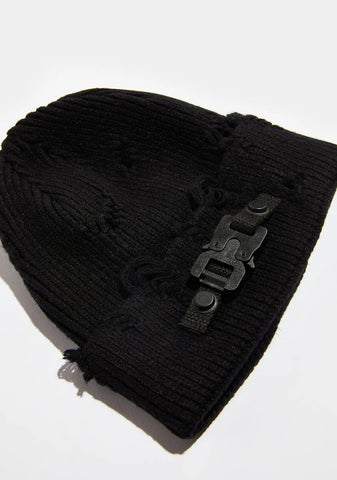 Atmosphere Distressed Buckle Beanie