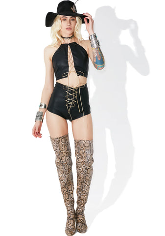 Death Proof Lace-Up Shorts