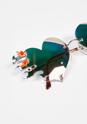 Venus Rainbow Mirrored Heart Sunglasses