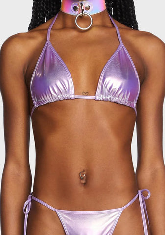 Lavender Siren Calling Metallic Bikini Set