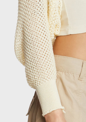 Break Time Knit Shrug - Light Brown