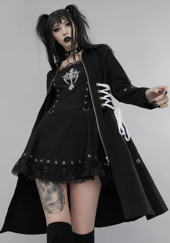 Faux Affliction Lace Up Trench Coat