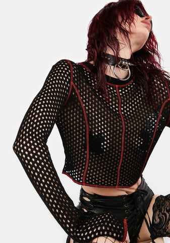 Cropped Contrast Seam Top