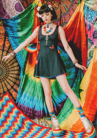 Magic Trip Patched Skater Dress