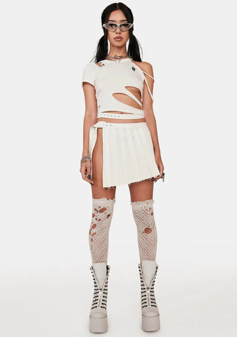 Distortion Cut-Out Crop Tee