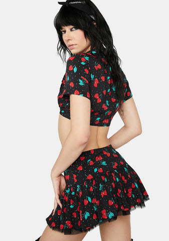 Cherry Good Day Pleated Skirt