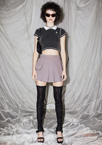 Reverb Polo Collar Washed Crop Tee