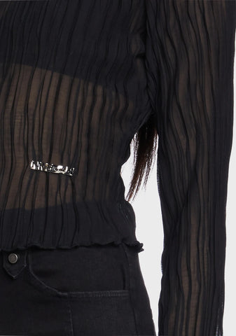 Stand Collar Straight Flared Sleeves Shirt