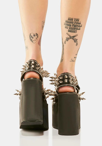 666 Feet Apart Spiked Platform Sandals