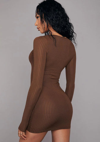 She Caught Me Ribbed Mini Dress