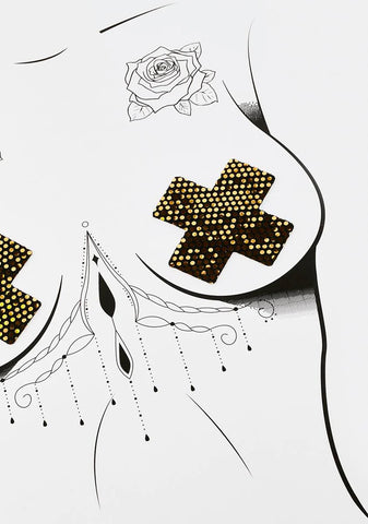 DK X Neva Nude Holo Mesh Cross Pasties