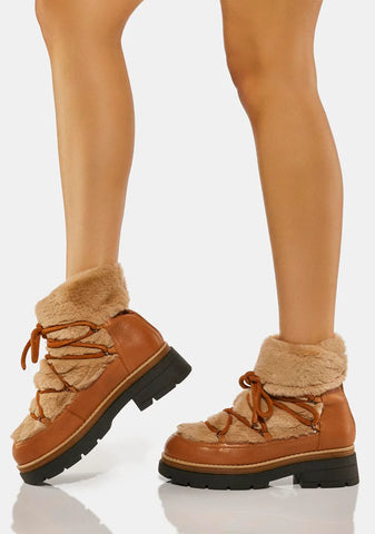 Brown Polar Queen Faux Fur Boots