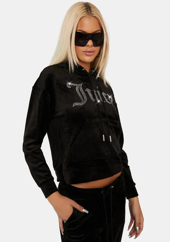 Liquorice Oversized Big Bling Velour Hoodie