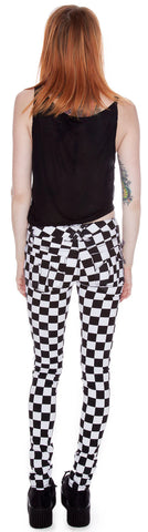 Dyed Checkered Jeans - Red