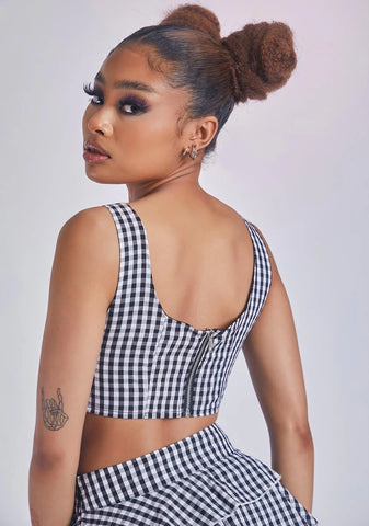 Wicked Menage A Trois Gingham Corset Tank