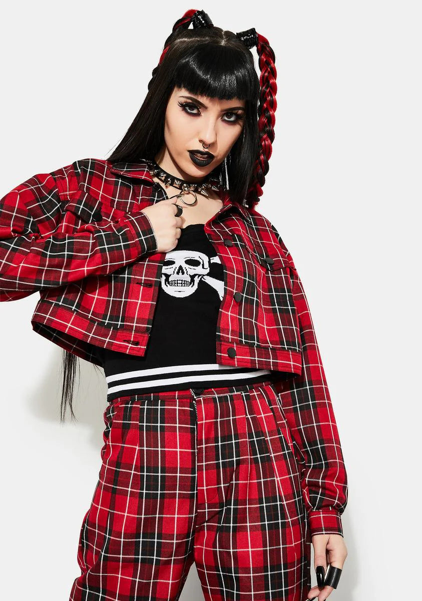 Hate To Love Plaid Trucker Jacket