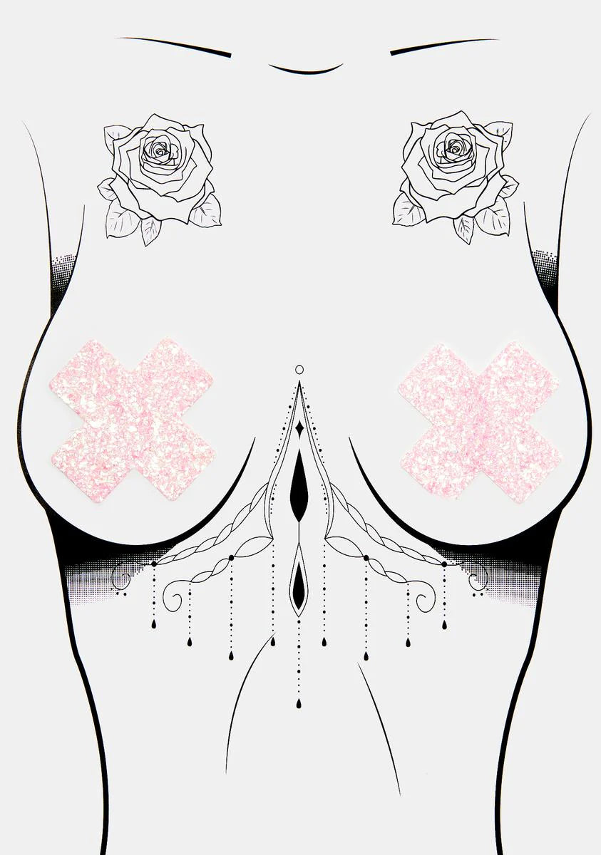 Pink Super Sparkle Cross Pasties