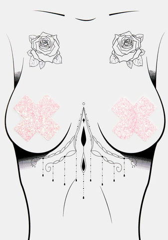 Pink Super Sparkle Cross Pasties