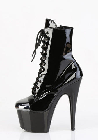 Adore-1020 Platform Ankle Steel Toe Boots-Black