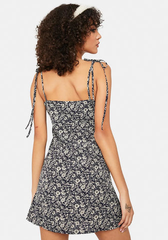 Sunset Cheer Floral Tie Strap Mini Dress