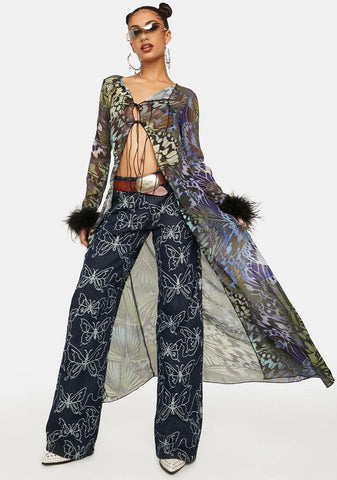 Volare Lace-Up Butterfly Duster