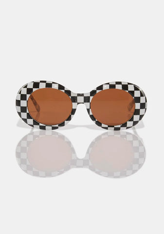 Kurt Checkered Oval Sunglasses