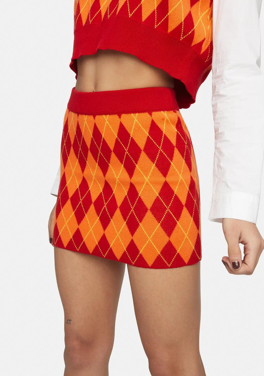 Sun Argyle Mini Skirt
