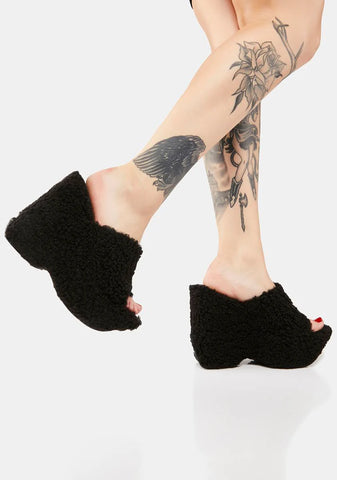 Rolo Faux Fur Wedge Heels