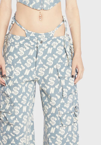 Monogram Denim Baggy Workwear Pants