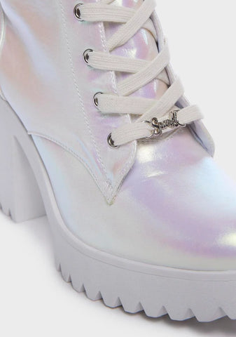 White Fairy Lace-Up High Boots
