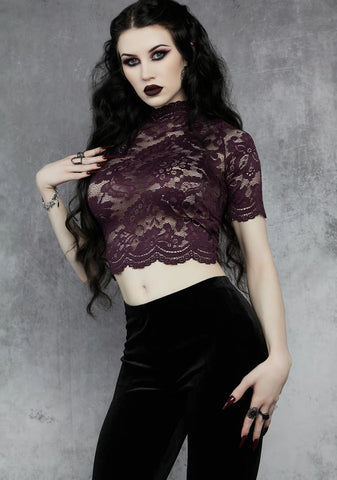 Wine Ominous Trance Lace Top