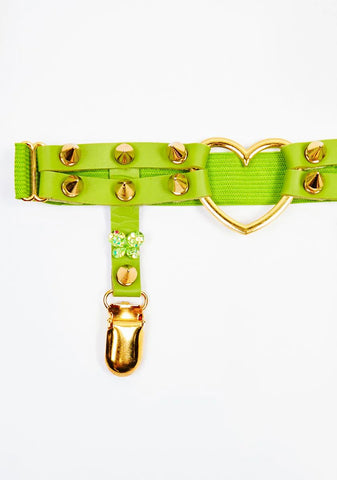Lime Love Me Harder Spiked Garters