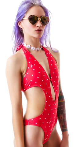 Pin Up Hearts Halter Monokini