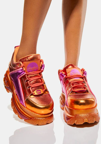 Orange Metallic Classic Low Platform Sneakers