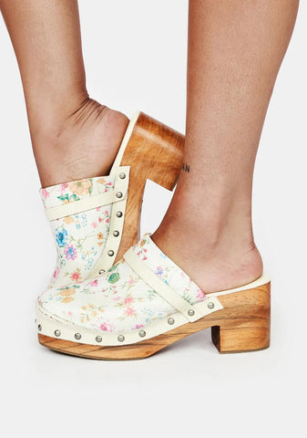 Ivory Floral Calabasas Clogs