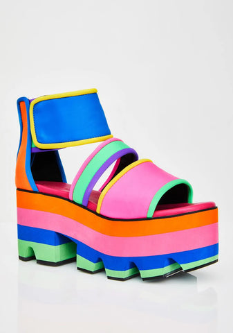 Cosmic Candy Neon Platform Sandals