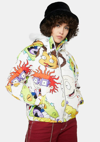 X Nickelodeon White Snorkel Bomber Jacket