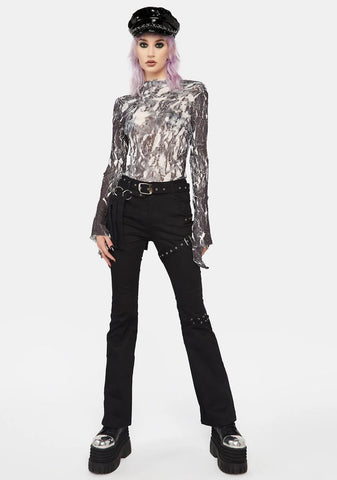 Dark Woven Crimped T-Shirt