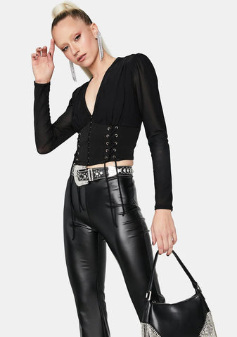 Not The Same Long Sleeve Corset Top