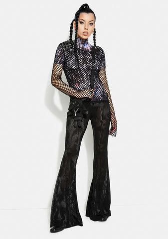 Personality Punk Perspective Mesh Tee Shirt