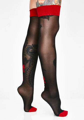 Baddest Santa Contrast Thigh Highs