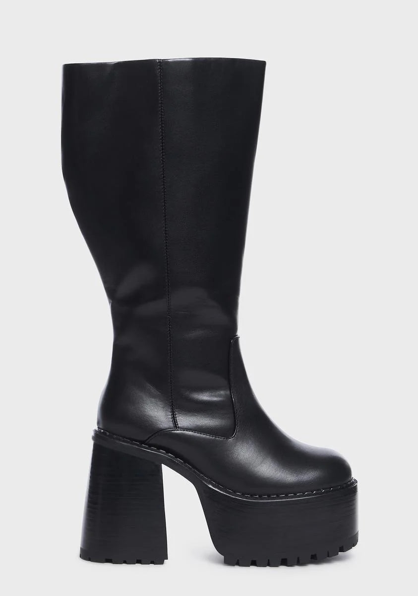 Wide Fit Vintage Soul Knee High Boots - Black