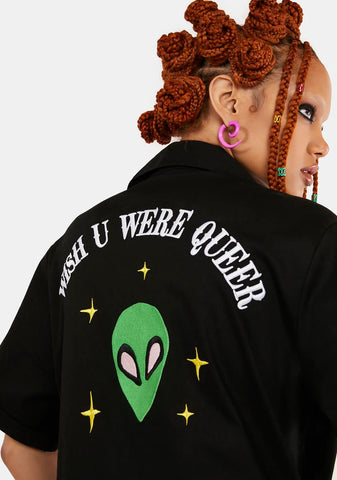 Wish You Were Queer Embroidered Patch Romper