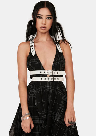 Distortion Plaid Midi Dress