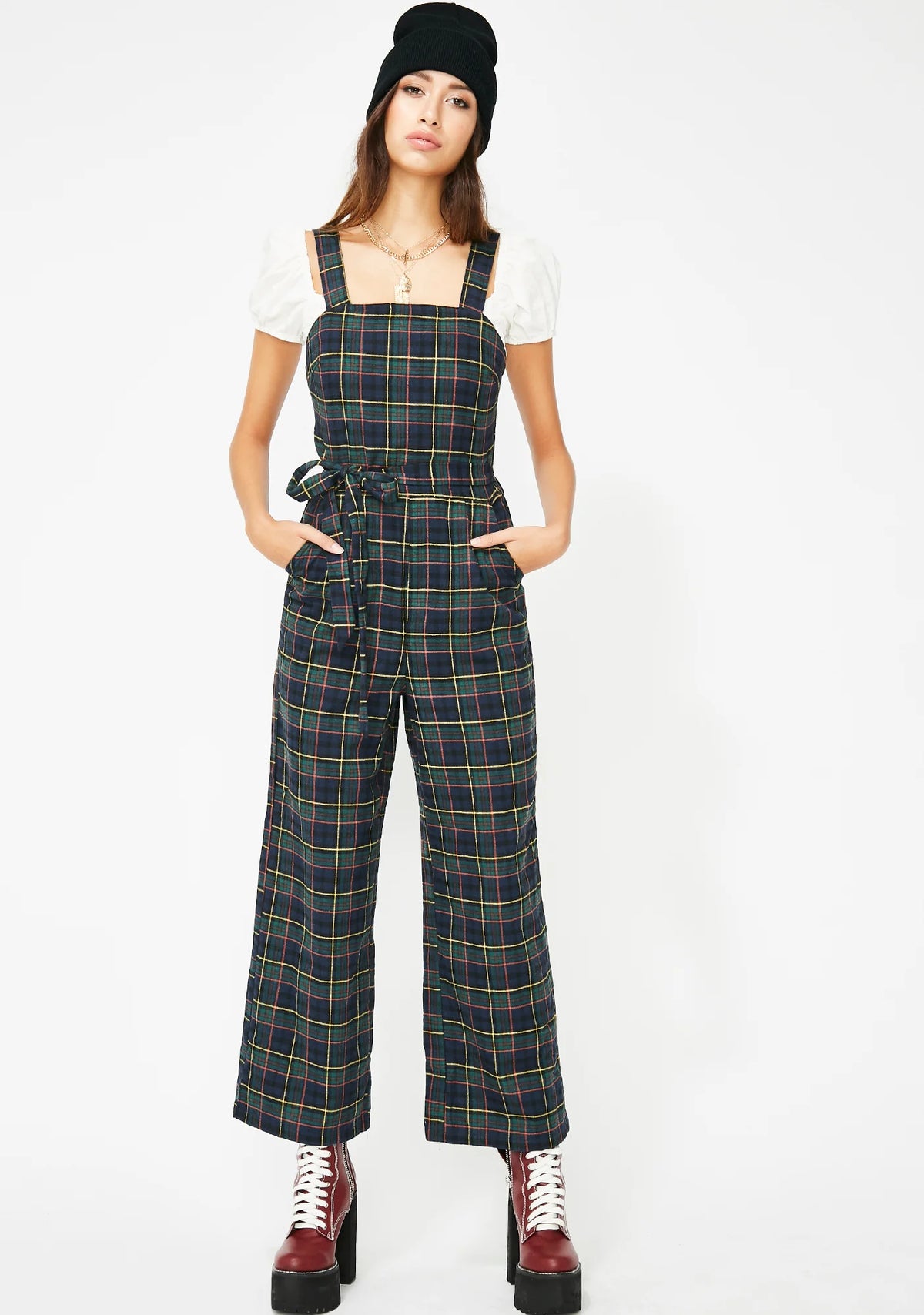 Don't Mess With Plaid Jumpsuit