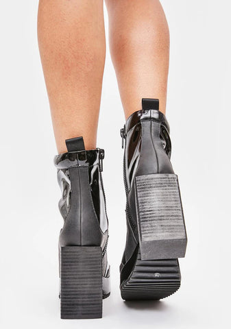 Miss Bad Media Patent Ankle Boots