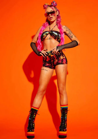 Stay Vibrant Halter Bra And Shorts Set