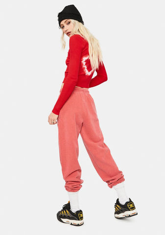 Washed Red Jogger Sweatpants