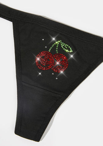 Cherry Rhinestone Thong