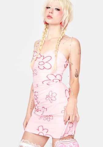 Pink Floral Mini Dress
